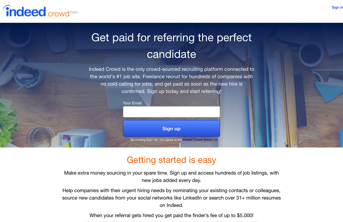 indeed crowd landing page