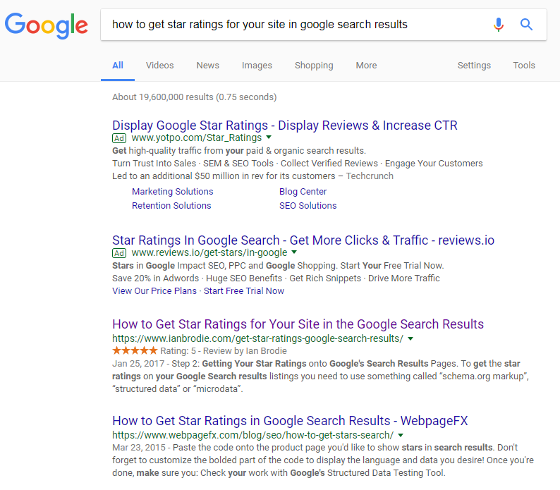 seo ranking tip review stars