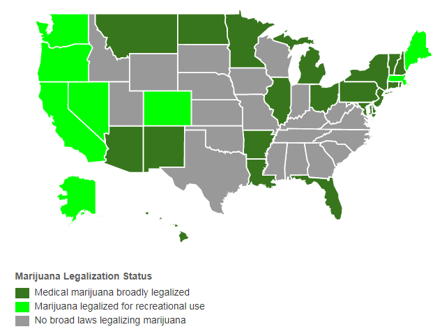 U.S. marijuana legalization status