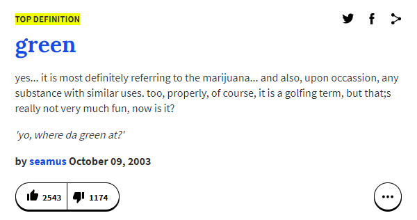 green definition Urban Dictionary