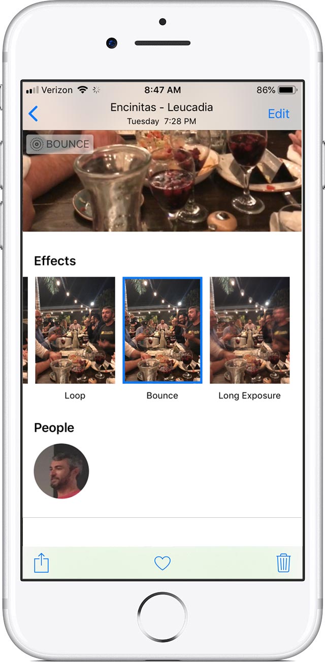 iPhone live photo bounce