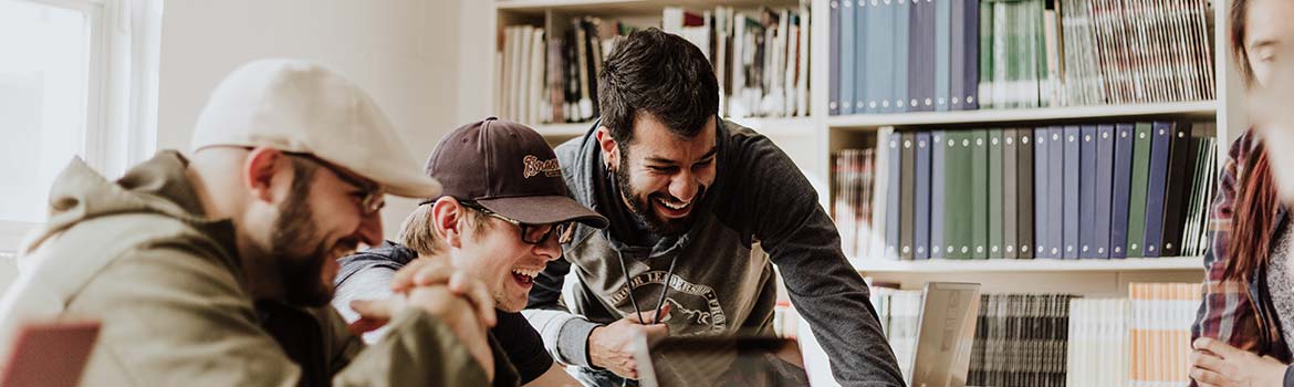 three guys sharing online tools