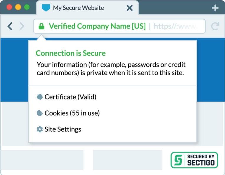 browser showing secure ssl connection