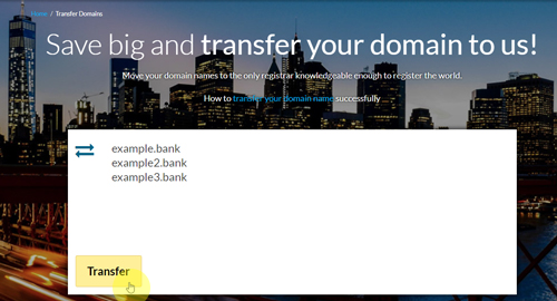 transfer .bank to 101domain
