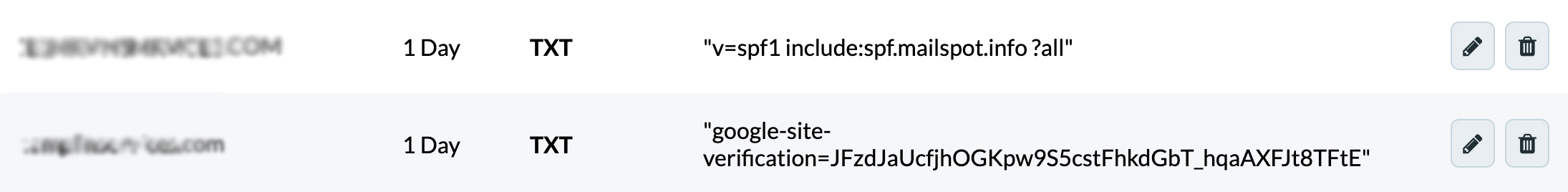 TXT DNS records