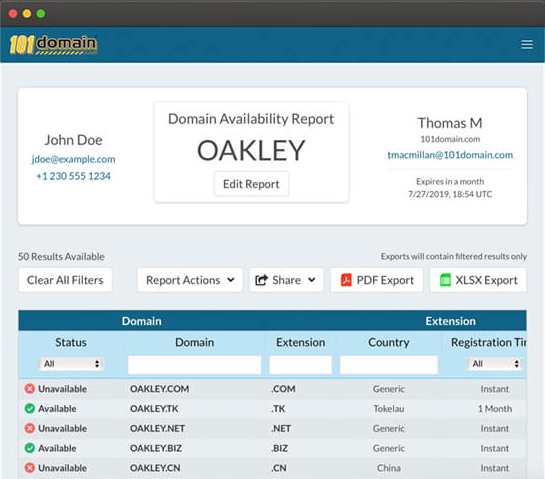 domain portfolio management availability report