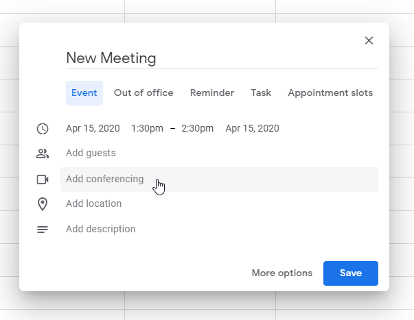 Google Hangouts New Meeting