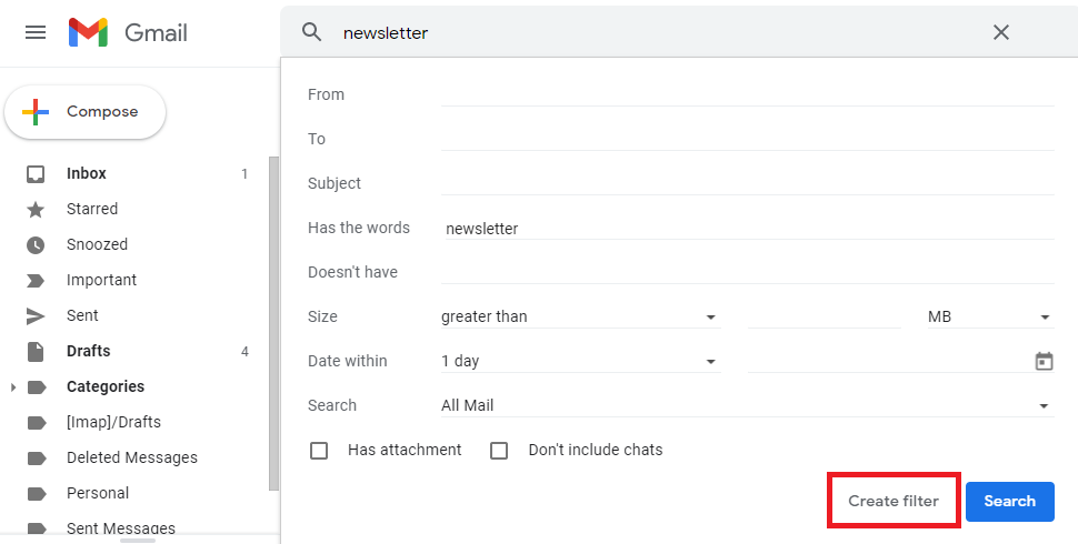filter using gmail email aliases