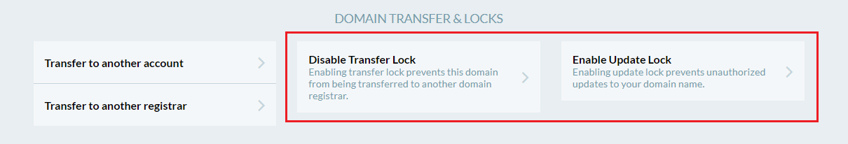 Domain Transfer Lock and Update Lock