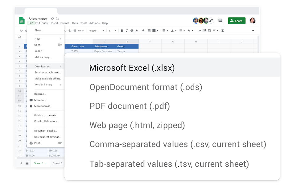 Google Sheets compatible