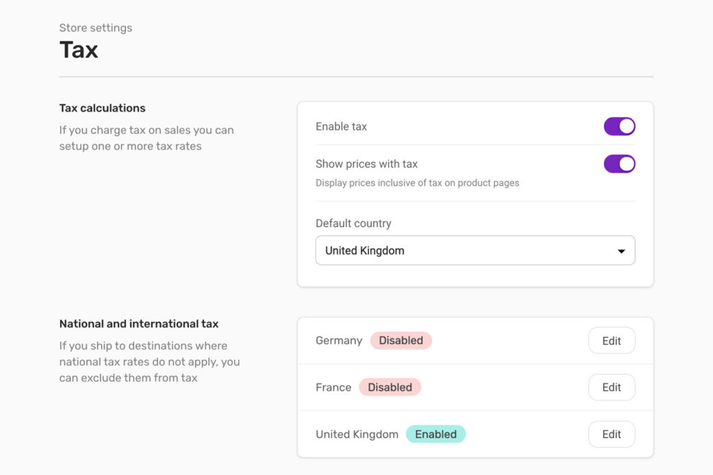 Tax rate screenshot