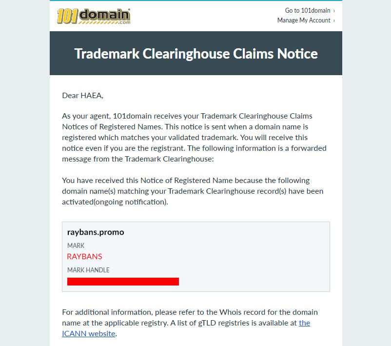 Trademark Clearinghouse Claims Notice