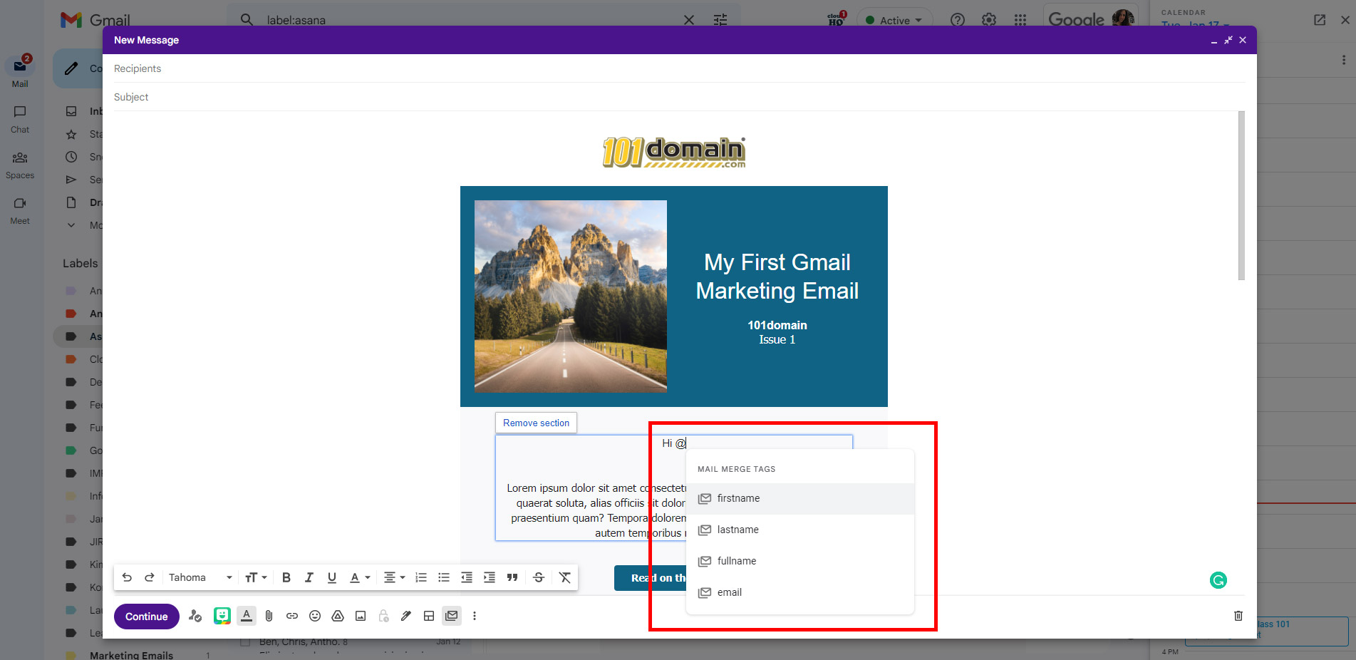 Gmail email marketing tools merge tags