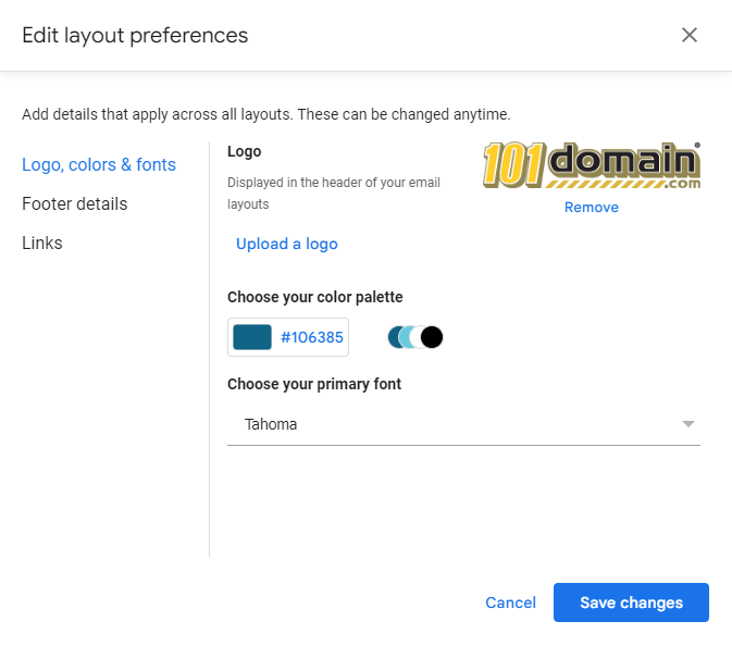 Edit layout preferences