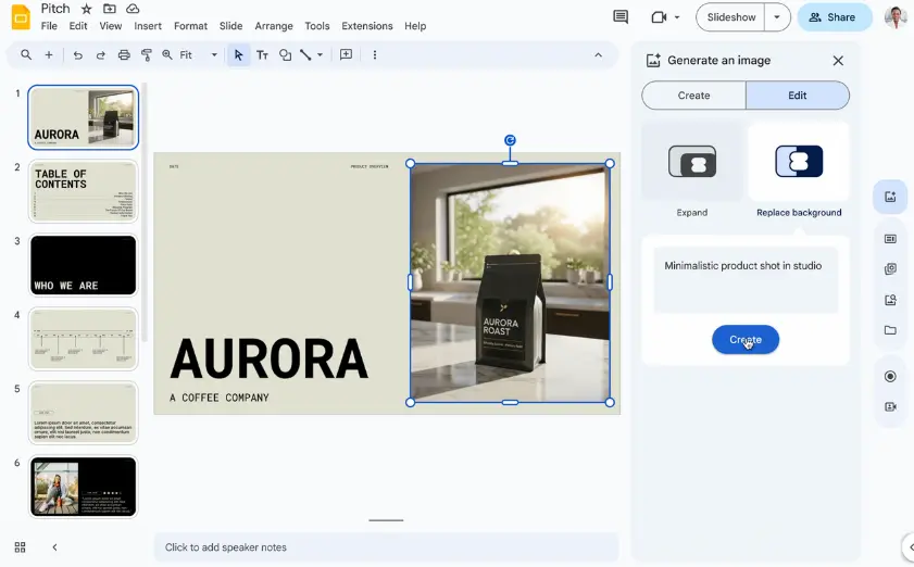Edit image backgrounds with Gemini in Google Slides