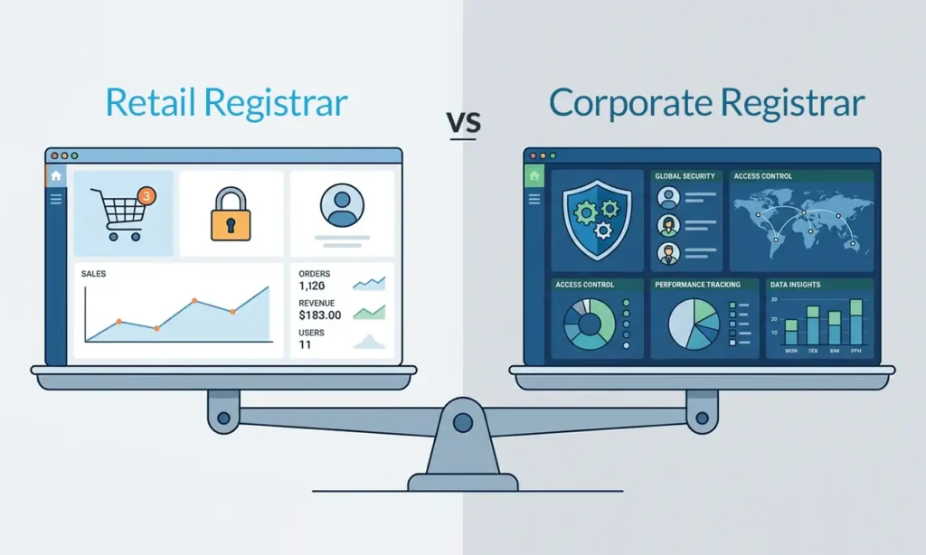 Corporate vs. retail domain registrars – What’s the difference?
